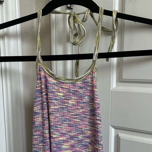 Lisa Says Gah Halter Tie Bodycon Midi Dress Size Medium Spacedye NWT - Picture 3 of 7